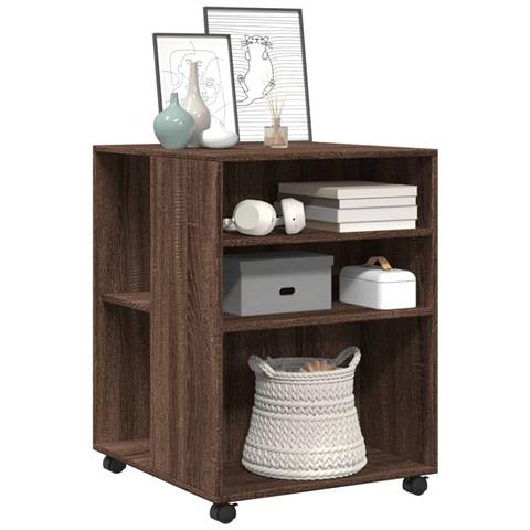 Tavolino Con Ruote Rovere Marrone 55x60x78 Cm In Truciolato - Foto 3