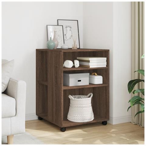 Tavolino Con Ruote Rovere Marrone 55x60x78 Cm In Truciolato - Foto 1