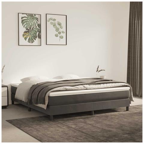 Materasso A Molle Grigio Scuro 160x220x20 Cm In Velluto - Foto 1