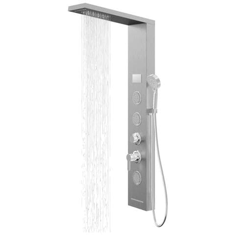 Colonna Doccia Shine Acciaio 4 Funzioni Luce Led Display Temperatura 2 Finiture *** Finitura- : Cromo Spazzolato - Foto 1