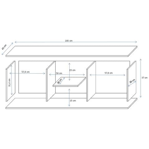 SOHORTV180CZ /CZ supporto TV e sistema audio 1 ripiani - Foto 9