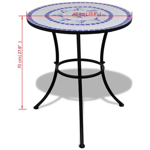 Tavolo Da Bistrot Blu E Bianco 60 Cm A Mosaico - Foto 5