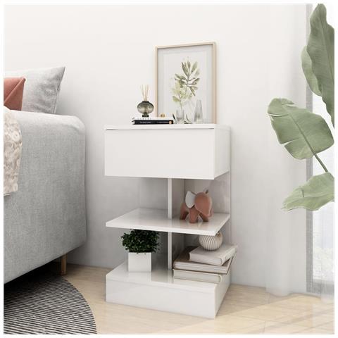 Lusso Casadino -  Comodino Bianco Lucido 40x35x65 Cm In Truciolato - Foto 2