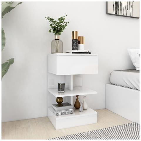 Lusso Casadino -  Comodino Bianco Lucido 40x35x65 Cm In Truciolato - Foto 8