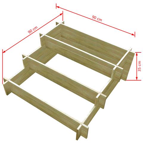 Fioriera A 3 Livelli 90x90x35 Cm In Legno Impregnato - Foto 4