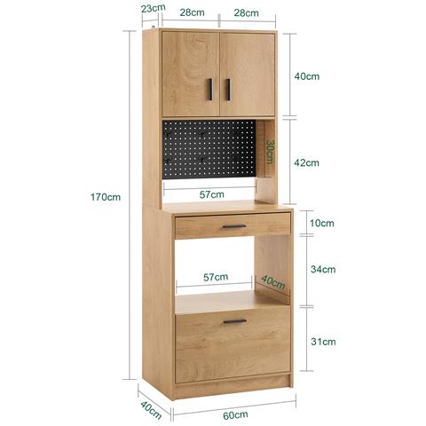 Sobuy Credenza Alta Da Cucina 60x40x170 Cm Fsb98-n - Foto 2