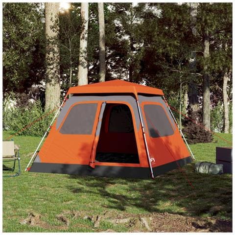 Tenda a Cupola 4 Persone Grigio e Arancione a Rilascio Rapido - Foto 2