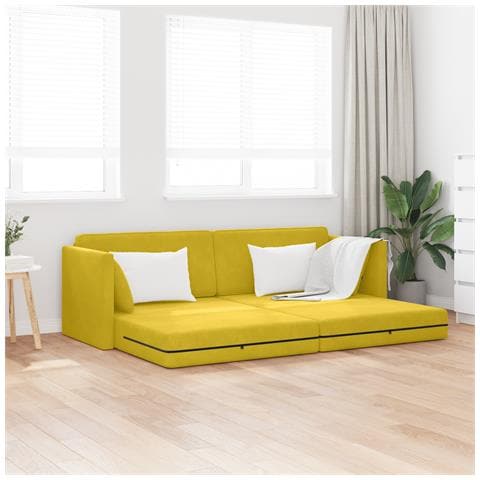 Divano Letto 2-in-1 Giallo 213x144x60 cm in Velluto - Foto 2