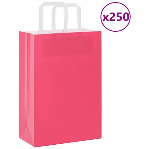Sacchetti di Carta 250 pz con Manici Rosa 21x11x31 cm - Foto 1