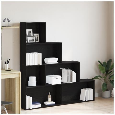 Libreria/Paravento Nero Rovere 155x24x160cm Legno Ingegnerizzato - Foto 2