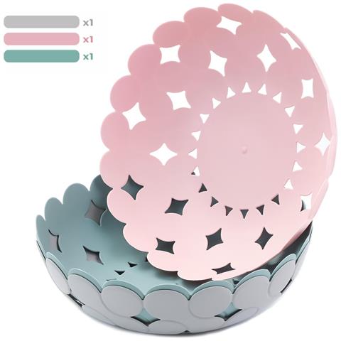 Set Di 3 Cesti Di Frutta Decorativi Multifunzionali Ciotole Colorate - Foto 1