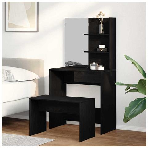 Set Tavolo da Trucco Rovere nero 74.5 x 40 x 141 cm - Foto 2