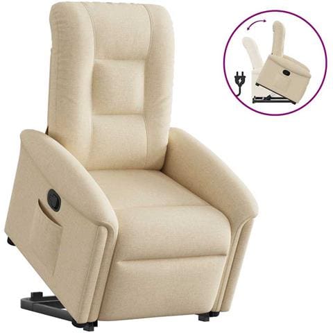 Poltrona Alzapersona Reclinabile Crema in Tessuto - Foto 9