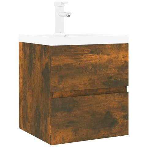 Mobile Bagno con Lavabo Integrato Rovere Fumo Legno Multistrato - Foto 1