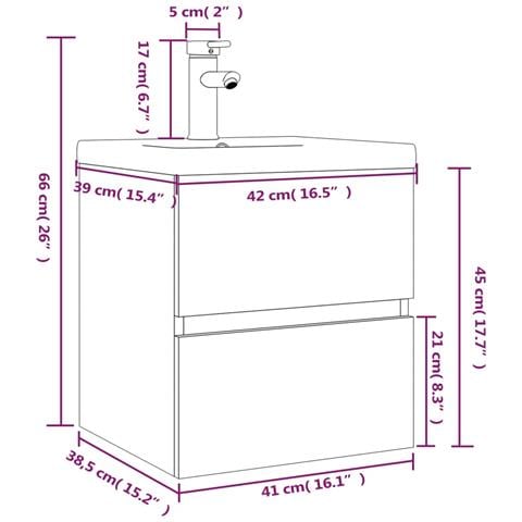 Mobile Bagno con Lavabo Integrato Rovere Fumo Legno Multistrato - Foto 7