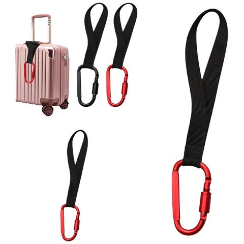 Set Da 2 Ganci Da Viaggio Con Moschettone In Alluminio E Cinturino In Nylon Red - Foto 3