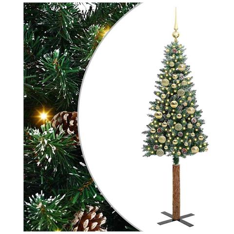 Albero di Natale snodato con 150 LED con supporto Verde 150 cm - Foto 1