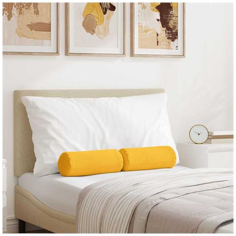 Cuscini a rullo 2 pcs Giallo Chiaro Ø 15 x 40 cm - Foto 2