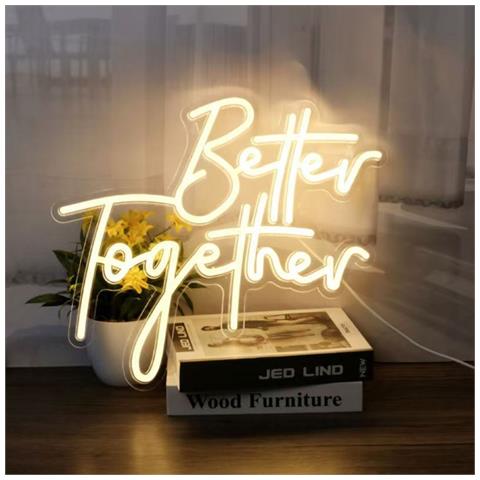 Insegna Al Neon Led ""better Together"" - Luce Decorativa Usb Per Feste E Decorazioni Domestiche - Foto 2