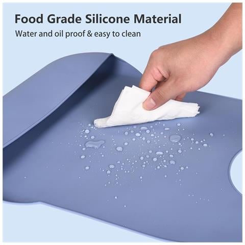 Bavaglino In Silicone Per Adulti Extra Large Con Tasca Raccogli Pappa - Riutilizzabile E Impermeabile Blue - Foto 7