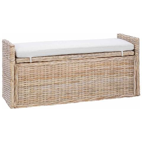 Panchina con contenitore Naturale 110 x 40 x 50 cm Rattan - Foto 1