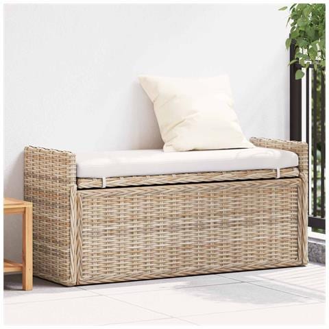 Panchina con contenitore Naturale 110 x 40 x 50 cm Rattan - Foto 2
