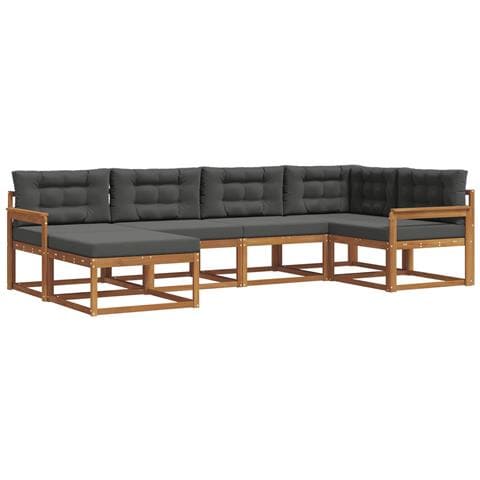 Set di divani da esterno con cuscino 6 pcs Naturale e Antracite - Foto 1