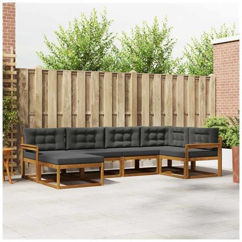 Set di divani da esterno con cuscino 6 pcs Naturale e Antracite - Foto 2