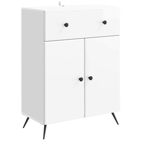 Credenza Bianco Lucido 66 x 34,5 x 90 cm Legno ingegnerizzato - Foto 1