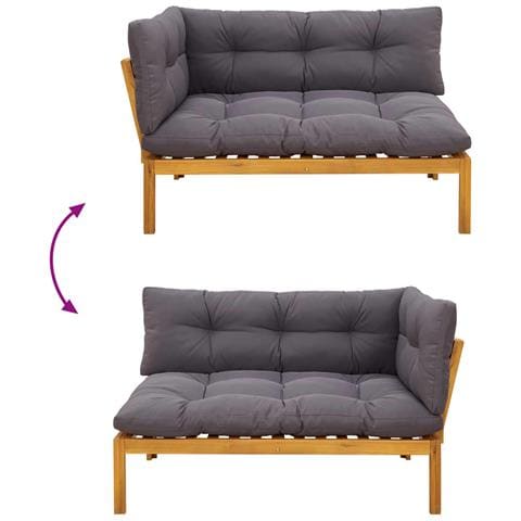 Unità Divano Angolare Grigio Naturale e Scuro 132 x 92 x 82 cm - Foto 9