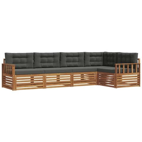 Set di divani da esterno con cuscino 5 pcs Naturale e Antracite - Foto 1