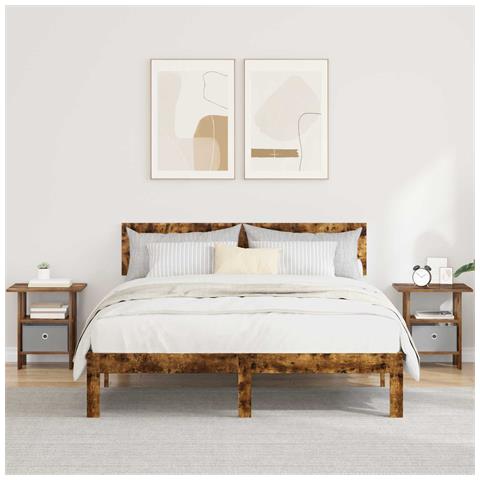 Comodino 2 pcs Rovere fumé 41 x 40 x 45 cm Legno multistrato - Foto 2