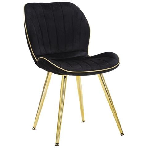 Sedia Paris Space Nera E Oro In Velluto — Set 2 Pezzi - Foto 1