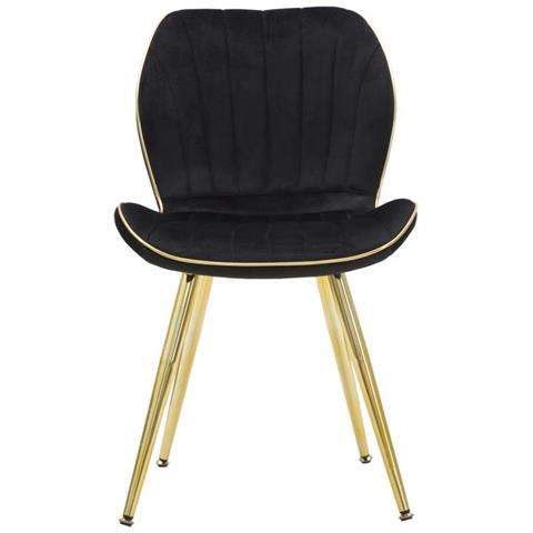 Sedia Paris Space Nera E Oro In Velluto — Set 2 Pezzi - Foto 2