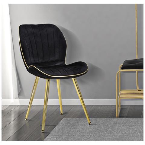 Sedia Paris Space Nera E Oro In Velluto — Set 2 Pezzi - Foto 8