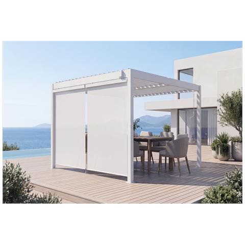 Set Di 2 Tende Per Pergola Vada In Alluminio Bianco - H. 250 X L. 180 Cm - Foto 1