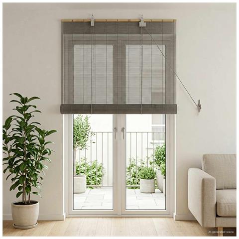 Tenda a rullo Grigio 80 x 220 cm Bambù - Foto 2