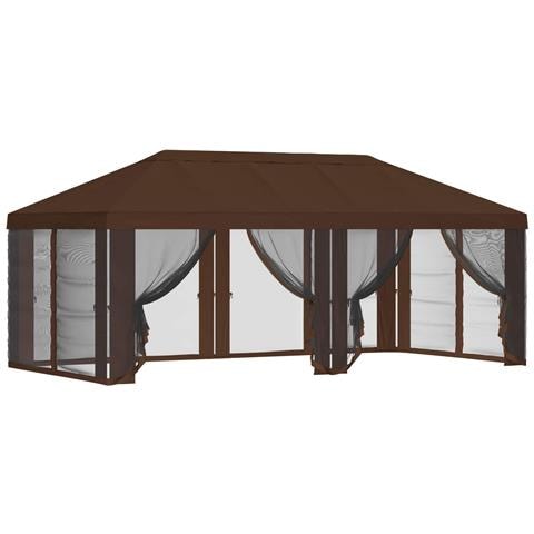 Copertura Gazebo con Pareti Laterali 6 x 3 m Marrone Poliestere - Foto 1