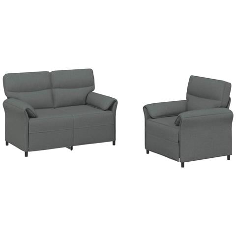 Set di divani 2 pz Grigio Scuro Tessuto - Foto 1