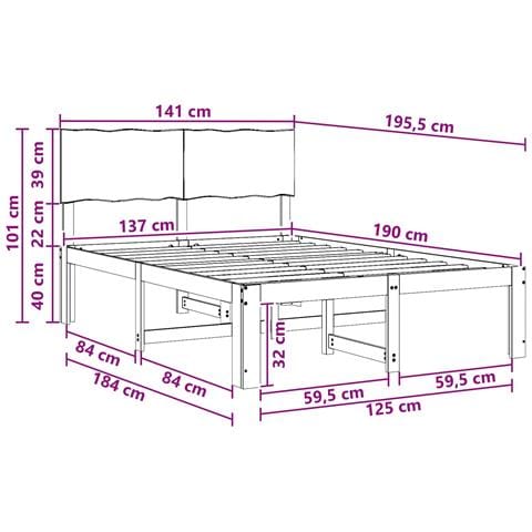 Letto matrimoniale con testiera ROSTOCK Naturale 137 x 190 cm - Foto 2