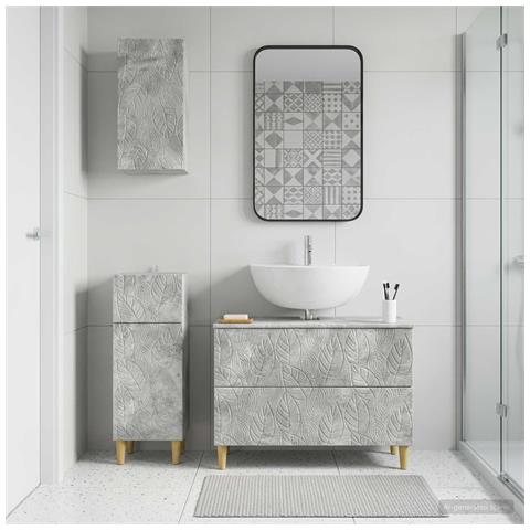 Set di armadietti da bagno in 3 pezzi DELFT Grigio Cemento - Foto 2