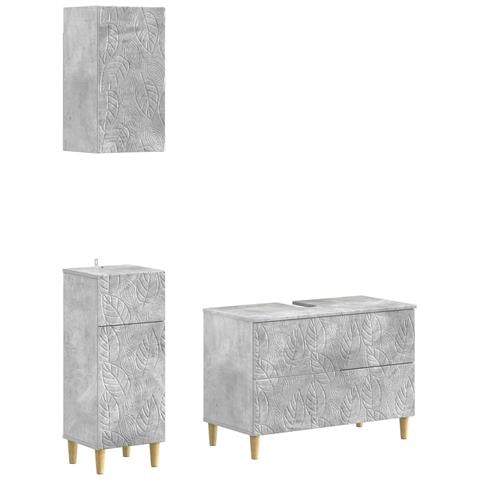 Set di armadietti da bagno in 3 pezzi DELFT Grigio Cemento - Foto 1