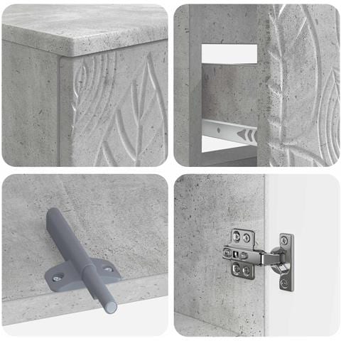 Set di armadietti da bagno in 3 pezzi DELFT Grigio Cemento - Foto 10