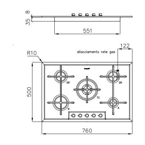 Piano Cottura 7067 062 a Gas 5 Fuochi Gas Colore Inox  - Foto 2