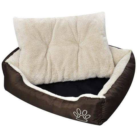Letto Caldo Per Cani Marrone E Beige Con Cuscino Imbottito M - Foto 1