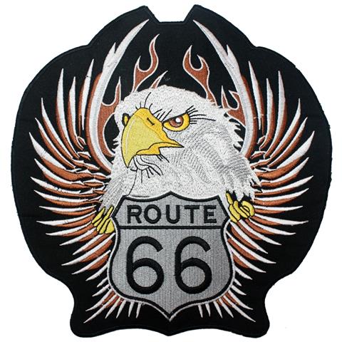 Badge Termoadesiva Patch Tessuto Route 66 Toppa Falco Nero Moto Gilet Giacca - Foto 1