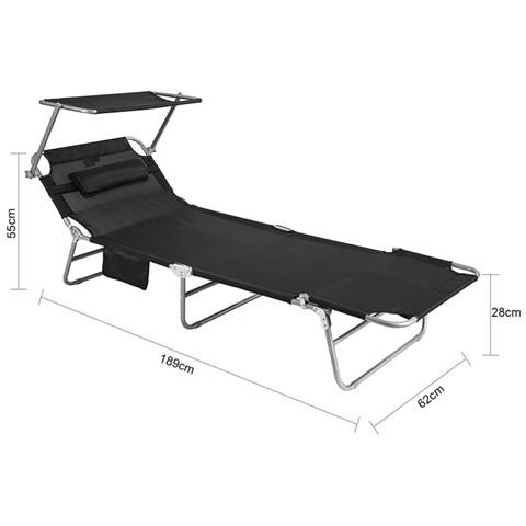 Lettino Prendisole Pieghevole Cuscino E Tettuccio Regolabile, ogs48-sch - Foto 2