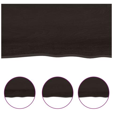 Piano Bagno Marrone Scuro 100x50x (2-4) cm Legno Trattato - Foto 2