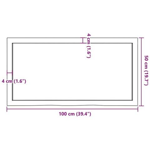 Piano Bagno Marrone Scuro 100x50x (2-4) cm Legno Trattato - Foto 9