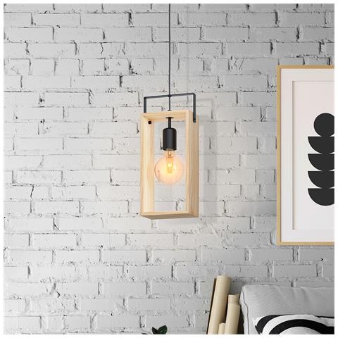 Lampadario Industrial Famborough 1 Luce Metallo Nero - Foto 1